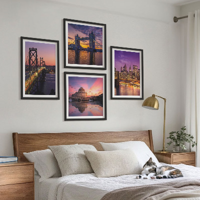 Multi-piece wall decor set Bridges, sun, city views