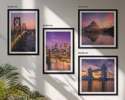 Multi-piece wall decor set Bridges, sun, city views