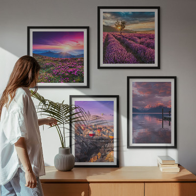 Wall art set Lavender fields sunset