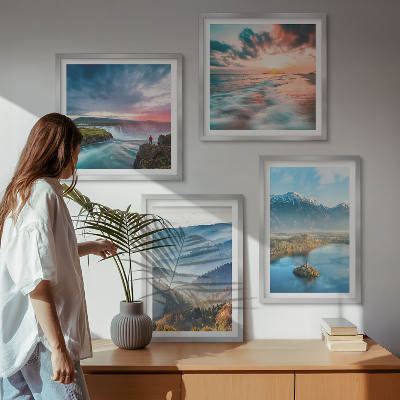 Multi-piece wall decor set Mountain landscapes waterfalls