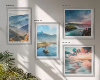 Multi-piece wall decor set mountain landscapes and waterfalls