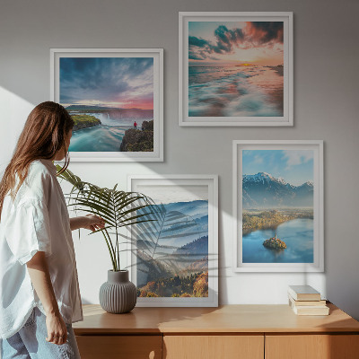 Multi-piece wall decor set Mountain landscapes waterfalls