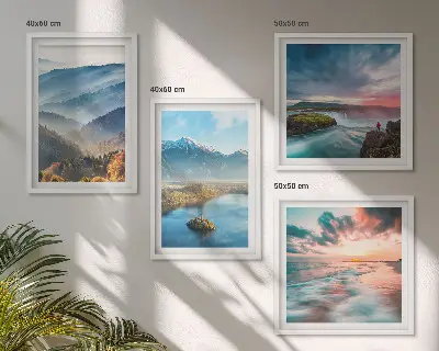 Multi-piece wall decor set mountain landscapes and waterfalls