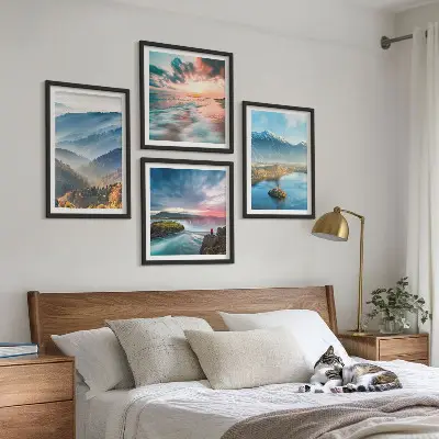 Multi-piece wall decor set mountain landscapes and waterfalls