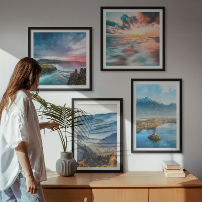 Multi-piece wall decor set Mountain landscapes waterfalls