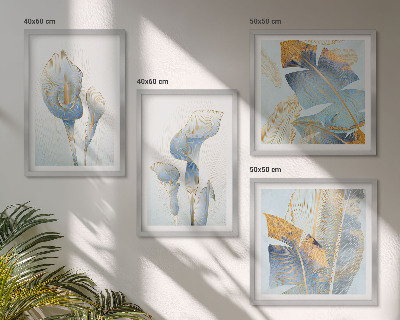 Wall art set Blue flowers on the background