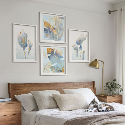 Wall art set Blue flowers on the background