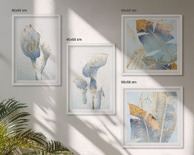 Wall art set Blue flowers on the background