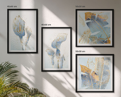 Wall art set Blue flowers on the background