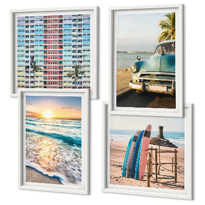 Set of 4 wall art pieces Miami sunset views