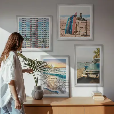 Miami sunset views wall art set of 4 pieces