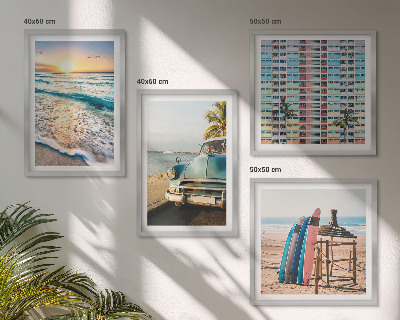 Set of 4 wall art pieces Miami sunset views