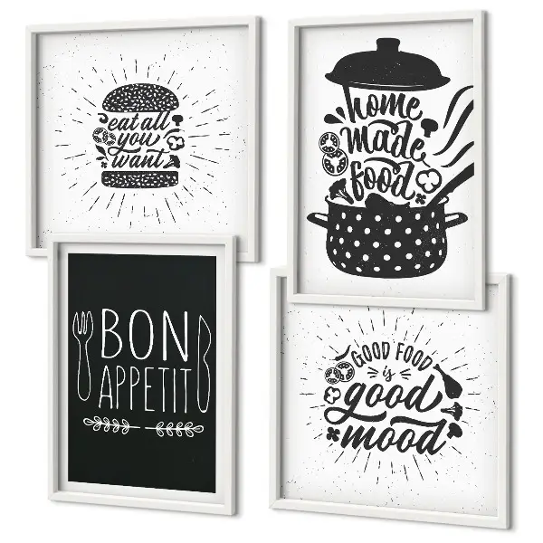Multi-piece wall decor set with culinary food slogans