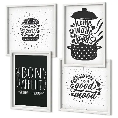 Multi-piece wall decor set with culinary food slogans