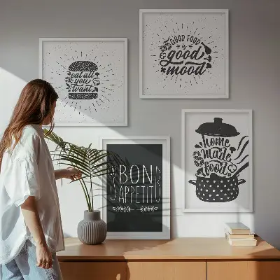 Multi-piece wall decor set with culinary food slogans