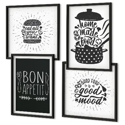 Multi-piece wall decor set with culinary food slogans