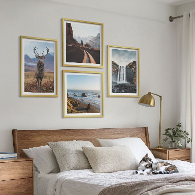 Wall art set Mountain landscapes waterfall deer beaches