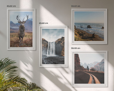 Wall art set Mountain landscapes waterfall deer beaches