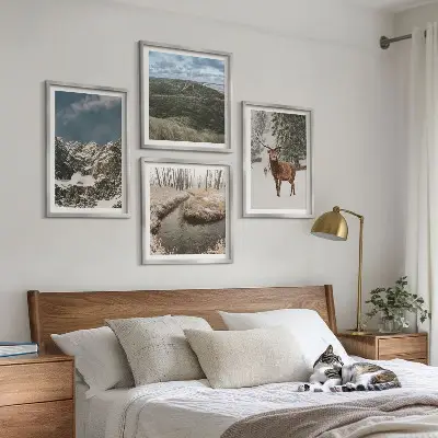 Mountains snow deer forest landscape wall art set of 4 pieces