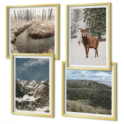Mountains snow deer forest landscape wall art set of 4 pieces