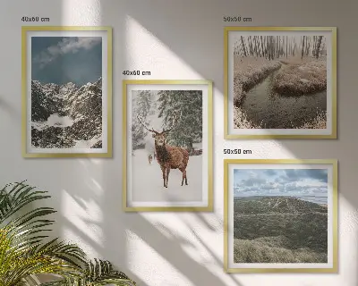 Mountains snow deer forest landscape wall art set of 4 pieces
