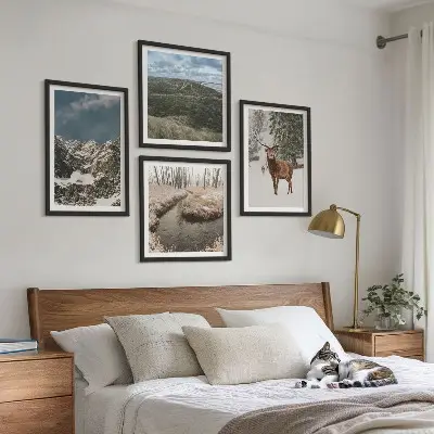 Mountains snow deer forest landscape wall art set of 4 pieces