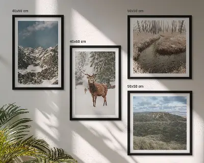 Mountains snow deer forest landscape wall art set of 4 pieces