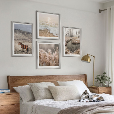 Multi-piece wall decor set Horses landscape sea grass forest