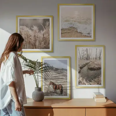Multi-piece wall decor set horses landscape with sea grass and forest