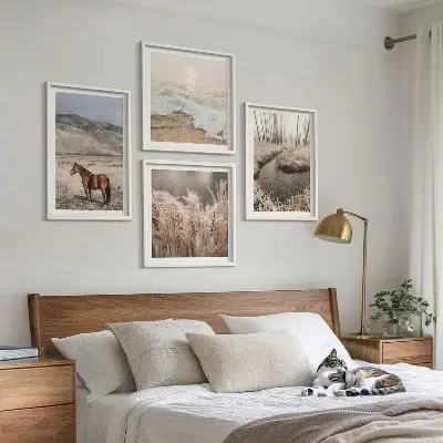 Multi-piece wall decor set horses landscape with sea grass and forest