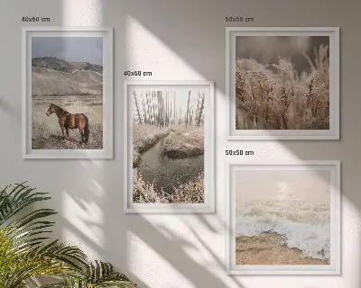 Multi-piece wall decor set horses landscape with sea grass and forest