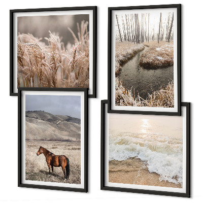 Multi-piece wall decor set Horses landscape sea grass forest