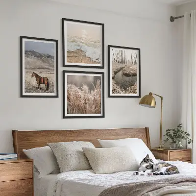 Multi-piece wall decor set horses landscape with sea grass and forest