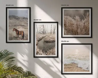 Multi-piece wall decor set horses landscape with sea grass and forest