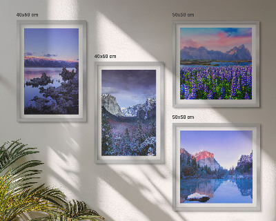 Wall art set Mountain landscapes, water, flower field