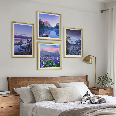 Wall art set Mountain landscapes, water, flower field