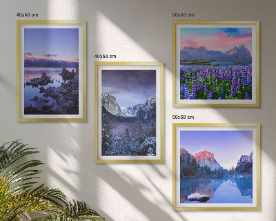 Wall art set Mountain landscapes, water, flower field