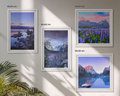 Wall art set Mountain landscapes, water, flower field
