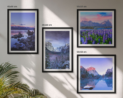 Wall art set Mountain landscapes, water, flower field
