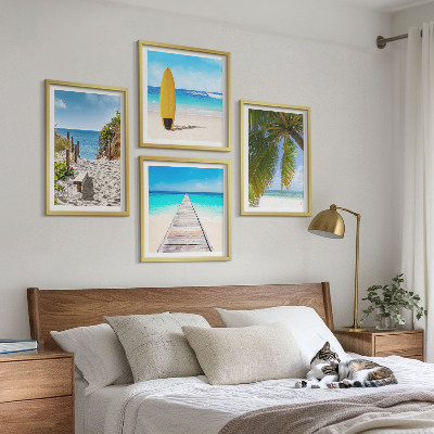 Set of 4 wall art pieces Holiday views beach palm trees