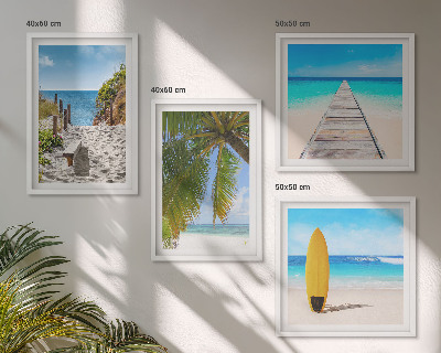Set of 4 wall art pieces Holiday views beach palm trees