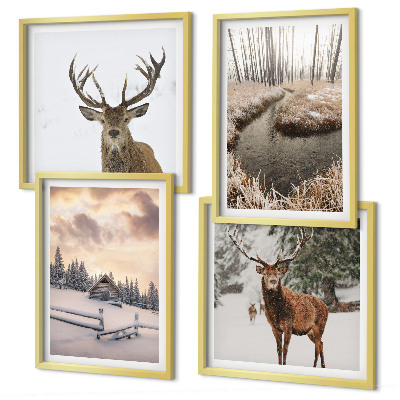 Multi-piece wall decor set Winter landscape with deer