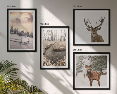 Multi-piece wall decor set Winter landscape with deer