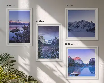 Multi-piece wall decor set with mountain landscape and sunset over water