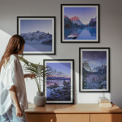 Multi-piece wall decor set Mountain landscapes, sunset, water