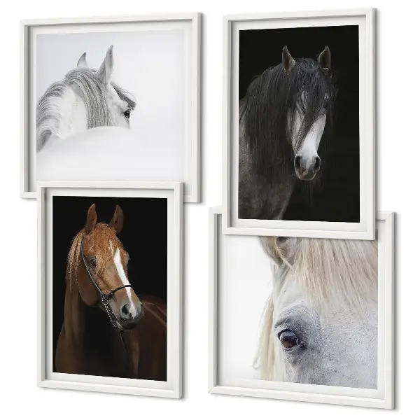 Horse portraits wall art set in shades