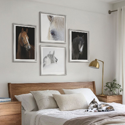 Wall art set Horse portraits in shades