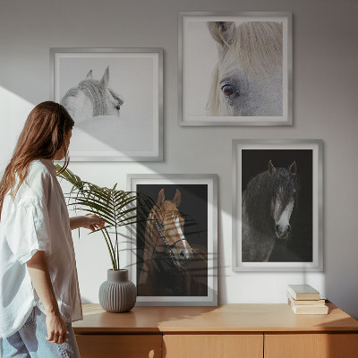 Wall art set Horse portraits in shades