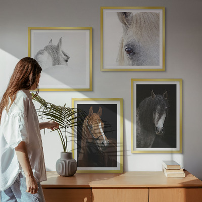 Wall art set Horse portraits in shades