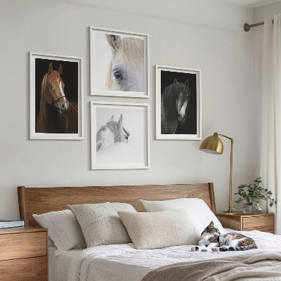 Wall art set Horse portraits in shades